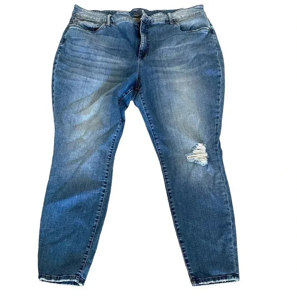 Kut from the Kloth Women Blue High Rise Fab Ankle Skinny Denim Jean Size 22W